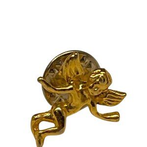 Gold Angel Lapel Pin With Butterfly Clutch Back